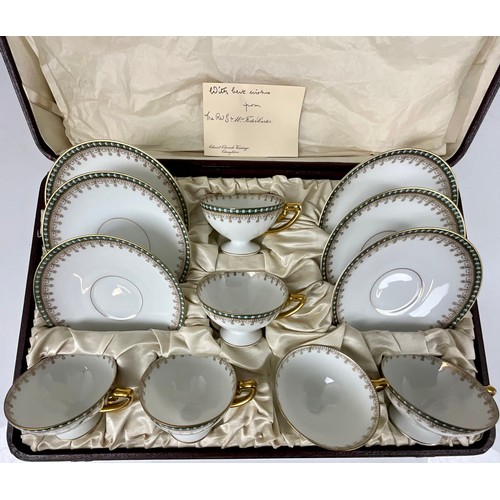 178 - ROSENTHAL ART DECO 1923 BOXED TEA CUPS AND SAUCERS WITH A SIGNED CARD FROM THE REV GEORGE AND MRS FO... 