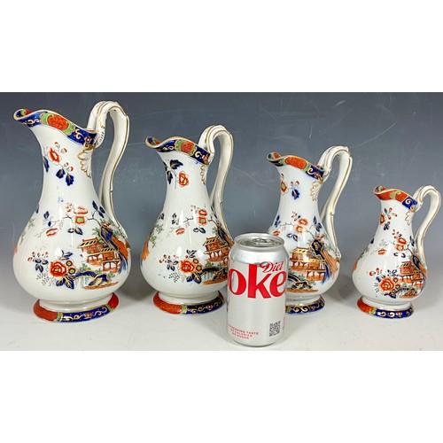 186 - SET OF FOUR GRADUATED ORIENTAL JUGS MARKED 3008 ON BASE