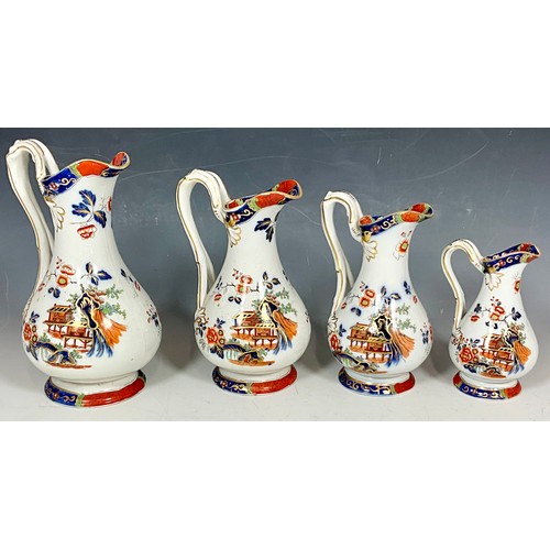 186 - SET OF FOUR GRADUATED ORIENTAL JUGS MARKED 3008 ON BASE