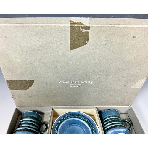 194 - CINQUE POTTERY BOXED COFFEE SET, SEPARATE COFFEE POT, ETC.