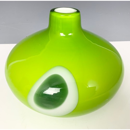 206 - 3 STYLISH MODERN ART GLASS VASES TALLEST 36cm