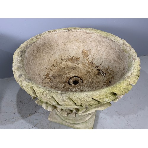 518 - PAIR OF PEDESTAL GARDEN URNS 54cm DIAMETER  48cm TALL