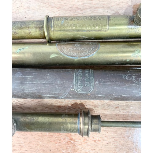 480 - 4 VINTAGE BRASS SPAYERS INC DRONWAL,MYSTO, SUTTON & SONS