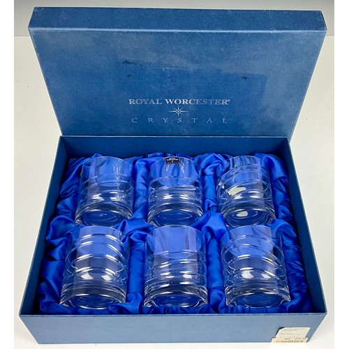 227 - BOXED SET OF 6 ROYAL WORCESTER CRYSTAL WHISKY TUMBLERS