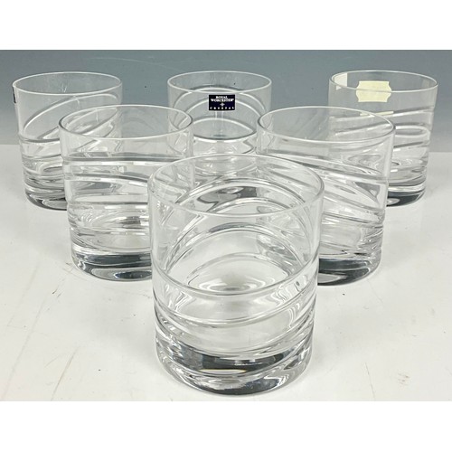 227 - BOXED SET OF 6 ROYAL WORCESTER CRYSTAL WHISKY TUMBLERS