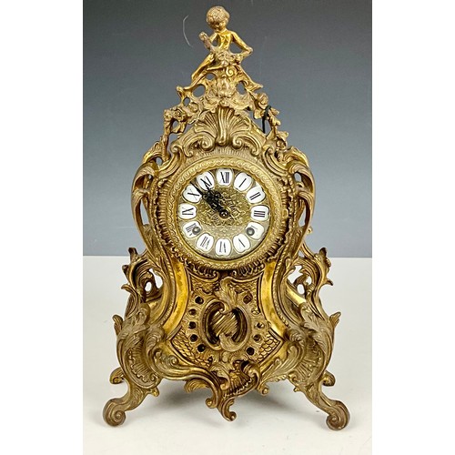 240 - ORNATE GILT METAL MANTEL CLOCK