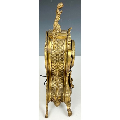 240 - ORNATE GILT METAL MANTEL CLOCK