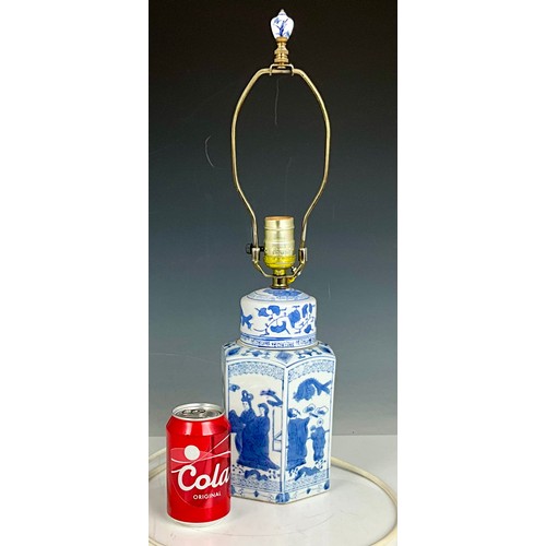 268 - ORIENTAL BLUE AND WHITE GINGER JAR CONVERTED TO TABLE LAMP