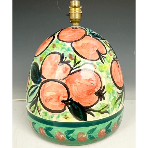 270 - CRAIL STUDIO POTTERY LAMP W. APPLES DECORATION