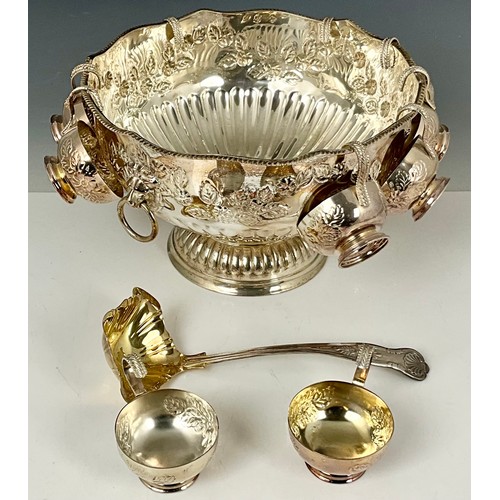 296 - PLATED PUNCH BOWL WITH CUPS