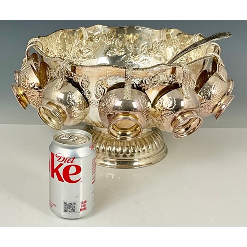 296 - PLATED PUNCH BOWL WITH CUPS