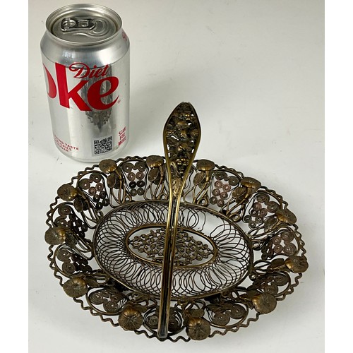 297 - PLATED BOWL AND PIERCED BASKET AND AN OVAL GALLERIED TRAY