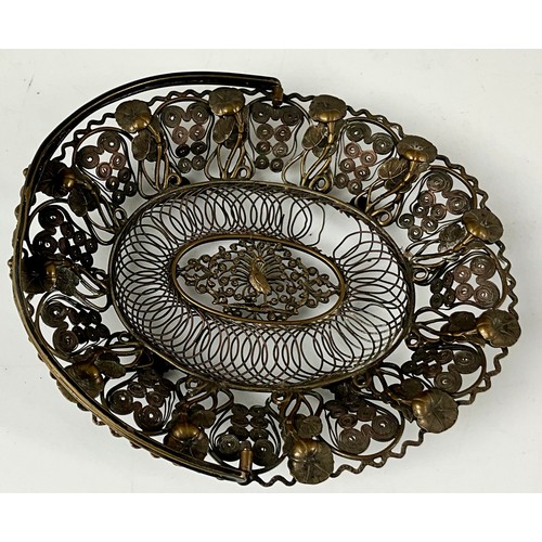 297 - PLATED BOWL AND PIERCED BASKET AND AN OVAL GALLERIED TRAY