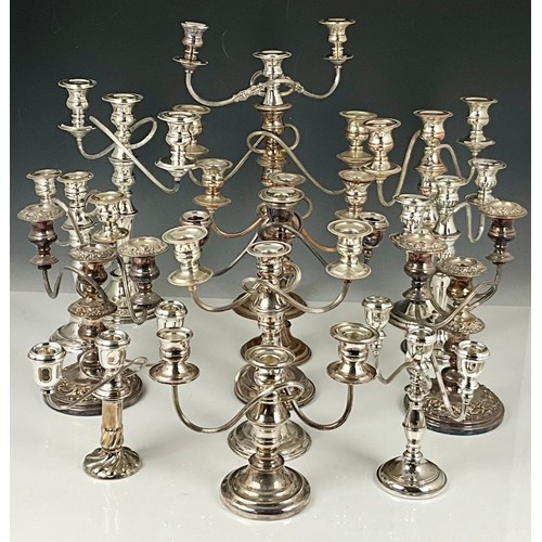 303 - QUANTITY OF MISC. PLATED CANDELABRA