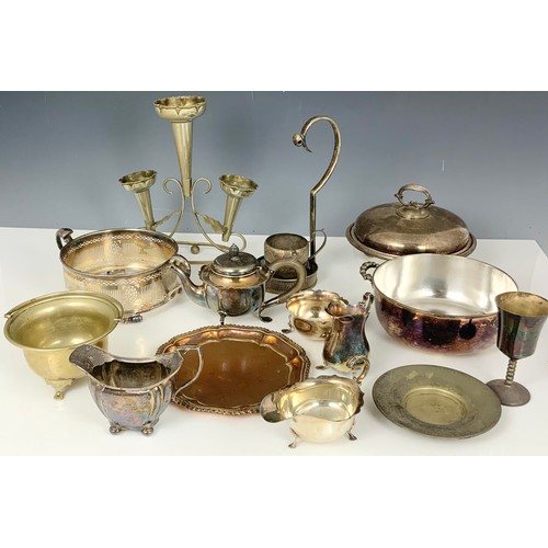 301 - SILVER PLATED WARE INC EPERGNE, TEAPOT, CREAM JUGS  ETC.