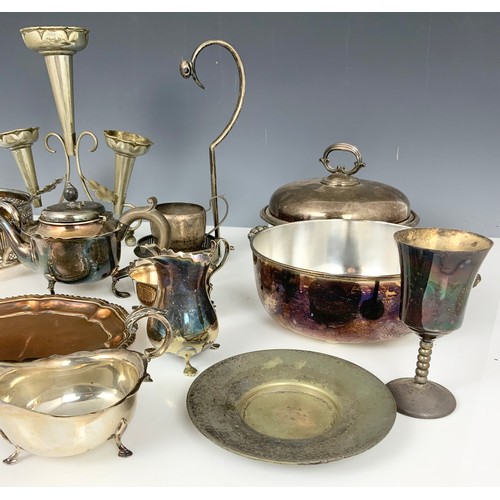 301 - SILVER PLATED WARE INC EPERGNE, TEAPOT, CREAM JUGS  ETC.