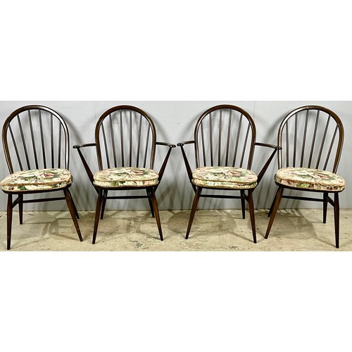 698 - A SET OF FOUR (TWO PLUS TWO CARVERS) ERCOL DINING CHAIRS