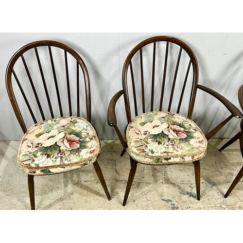 698 - A SET OF FOUR (TWO PLUS TWO CARVERS) ERCOL DINING CHAIRS