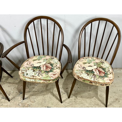 698 - A SET OF FOUR (TWO PLUS TWO CARVERS) ERCOL DINING CHAIRS