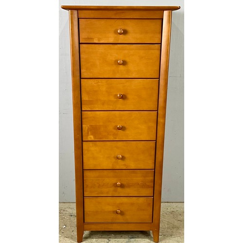 549 - NARROW CHEST OF SEVEN DRAWERS. 146cm h x  61cm w x 51cm d