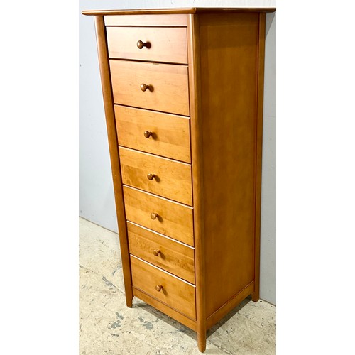 549 - NARROW CHEST OF SEVEN DRAWERS. 146cm h x  61cm w x 51cm d