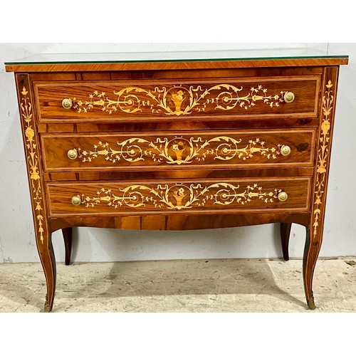 641 - ITALIAN MARQUETRY CHEST OF THREE DRAWERS WITH ORIGINAL SORRENTO RECEIPT