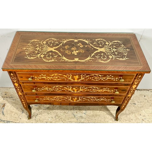 641 - ITALIAN MARQUETRY CHEST OF THREE DRAWERS WITH ORIGINAL SORRENTO RECEIPT