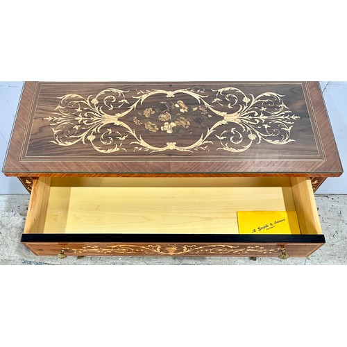 641 - ITALIAN MARQUETRY CHEST OF THREE DRAWERS WITH ORIGINAL SORRENTO RECEIPT