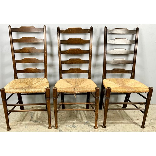 692 - THREE LADDER BACK RUSH SEAT CHAIRS