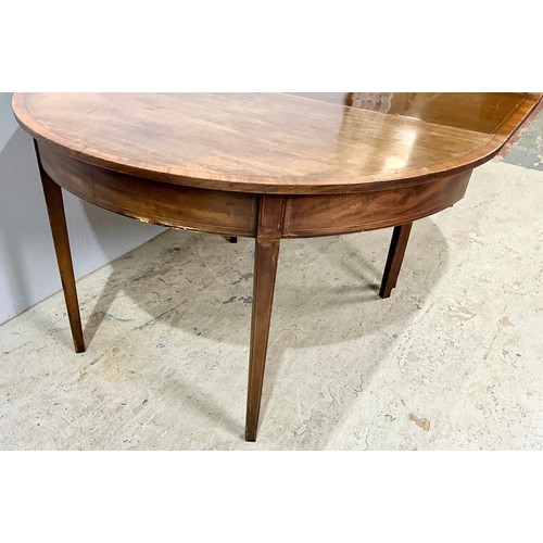 680 - D END MAHOGANY DINING TABLE . Length with leaves 214cm, width 126cm