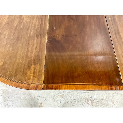 680 - D END MAHOGANY DINING TABLE . Length with leaves 214cm, width 126cm