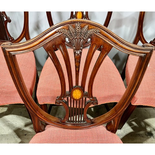 690 - SET OF SIX GOOD QUALITY SHIELD BACK DINING CHAIRS WITH INLAID PANELS