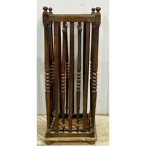 667 - DARK OAK STICK STAND. 76cm high x 28cm wide