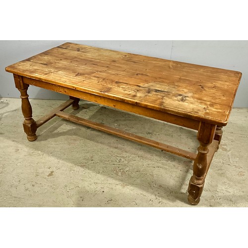 677 - LARGE PINE KITCHEN TABLE. 182 x 90cm