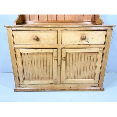 537 - VINTAGE PINE DRESSER WIDTH 125cm , 208cm TALL