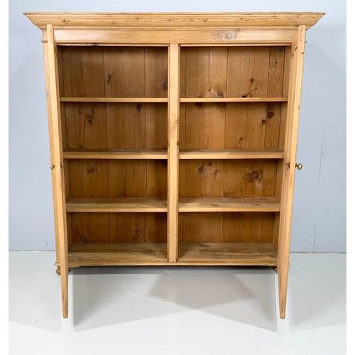 621 - LARGE PINE CUPBOARD WITH DOUBLE PANELLED DOORS WIDTH 168cm , 162cm TALL