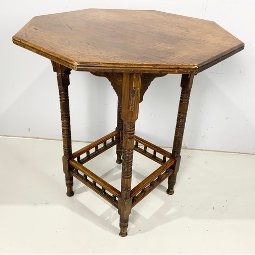 684 - NEST OF THREE TABLES TOGETHER WITH A MAHOGANY OCTAGONAL TOP OCCASIONAL TABLE