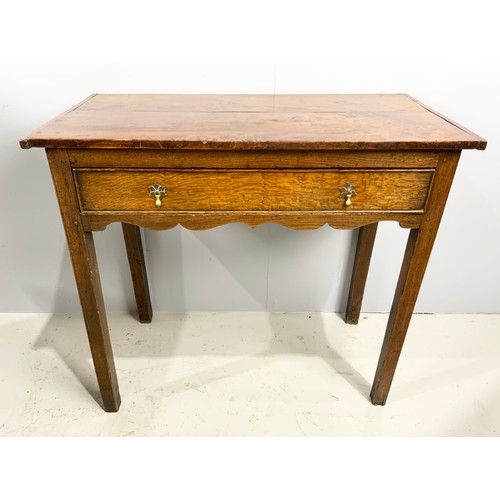 661 - OAK AND WALNUT SIDE TABLE WITH FRIEZE DRAWER