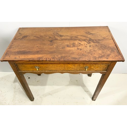 661 - OAK AND WALNUT SIDE TABLE WITH FRIEZE DRAWER