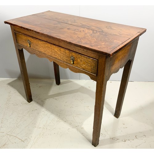 661 - OAK AND WALNUT SIDE TABLE WITH FRIEZE DRAWER