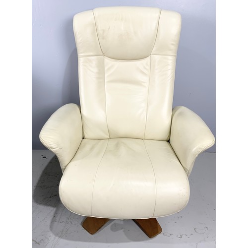 712 - CREAM LEATHER ZEDERE RECLINING ARMCHAIR