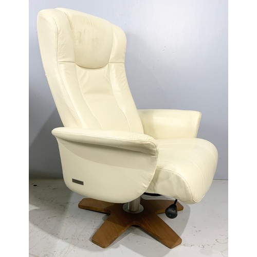 712 - CREAM LEATHER ZEDERE RECLINING ARMCHAIR