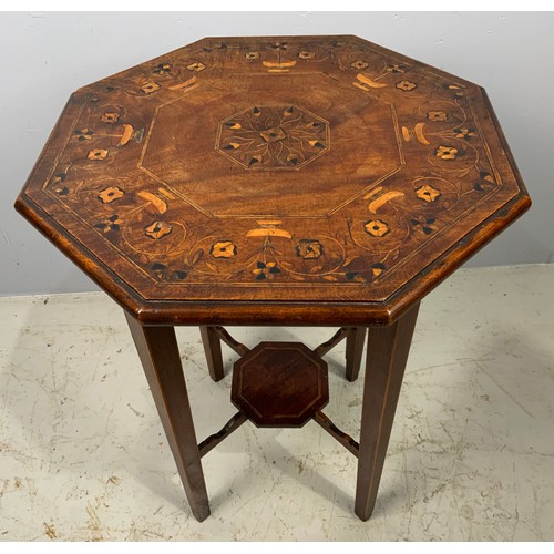 604 - INLAID OCTAGONAL TABLE WIDTH 46cm