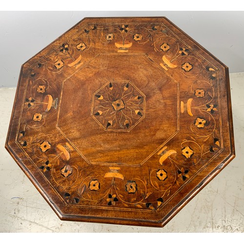 604 - INLAID OCTAGONAL TABLE WIDTH 46cm