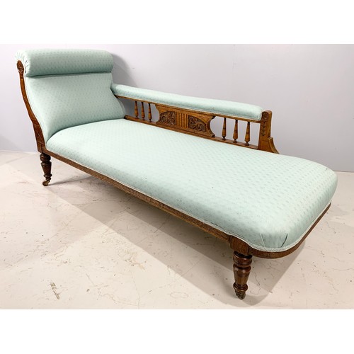 710 - CARVED OAK FRAMED CHAISE LONGUE 160cm LONG