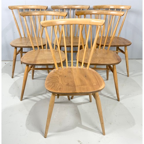 700 - SET OF SIX ERCOL MID CENTURY ELM AND BEECH BOW TOP WINDSOR DINING CHAIRS POSSIBLY MODEL 449