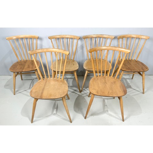 700 - SET OF SIX ERCOL MID CENTURY ELM AND BEECH BOW TOP WINDSOR DINING CHAIRS POSSIBLY MODEL 449