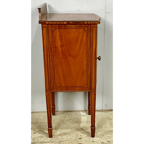 665 - INLAID MAHOGANY COMMODE CUPBOARD. 82cm High x 36cm wide x 36cm deep