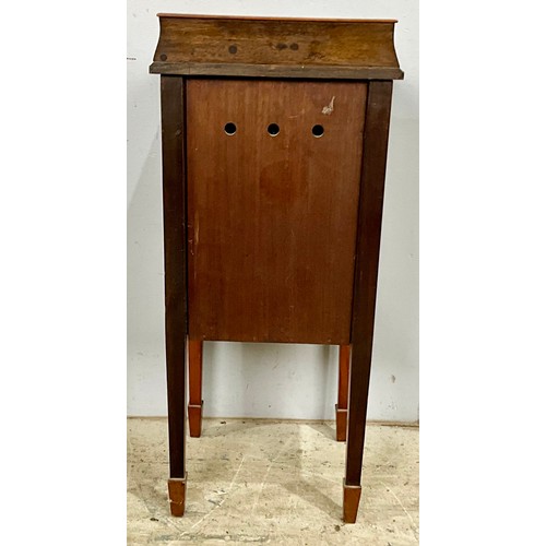 665 - INLAID MAHOGANY COMMODE CUPBOARD. 82cm High x 36cm wide x 36cm deep