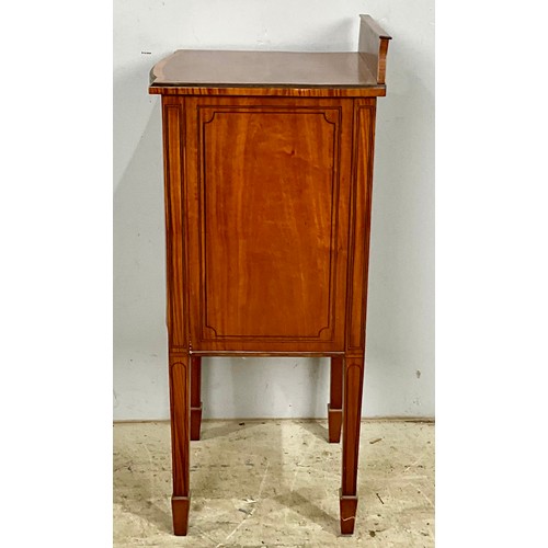 665 - INLAID MAHOGANY COMMODE CUPBOARD. 82cm High x 36cm wide x 36cm deep